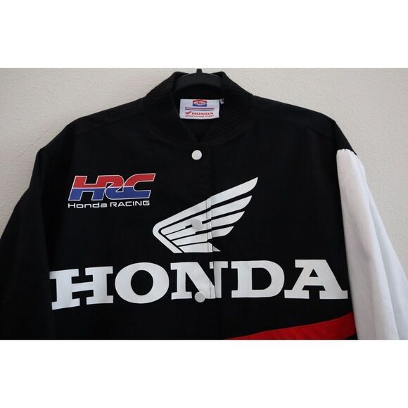 JT Racing x Honda Speed Women's Sz M Black Racing Vintage Bomber Jacket - Picture 6 of 10